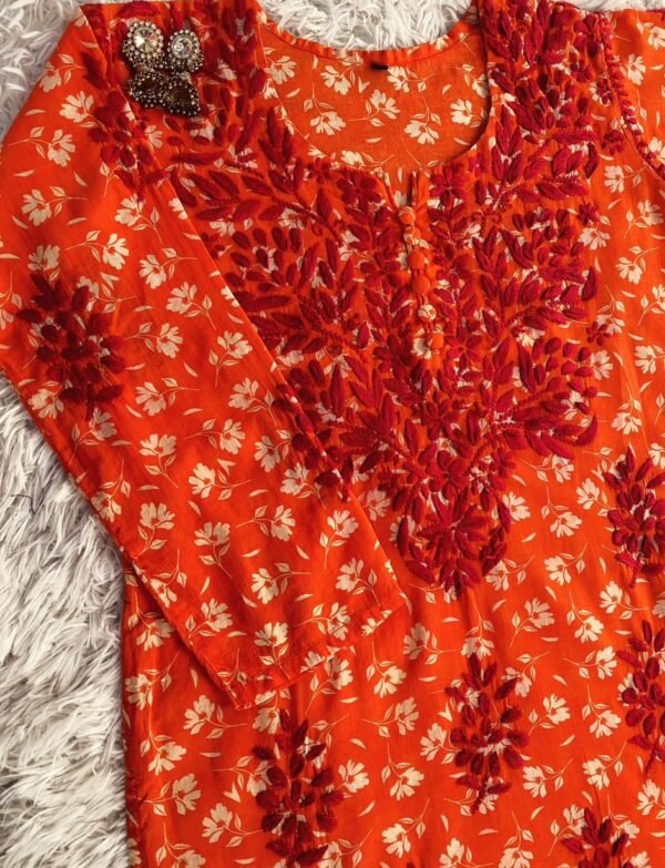 Laali Hand Embroidered Chikankari Kurta
