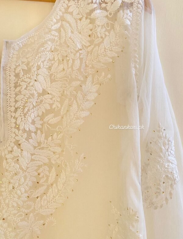 Zara Hand-Embroidered Chikankari Kurta with Mukaish Details