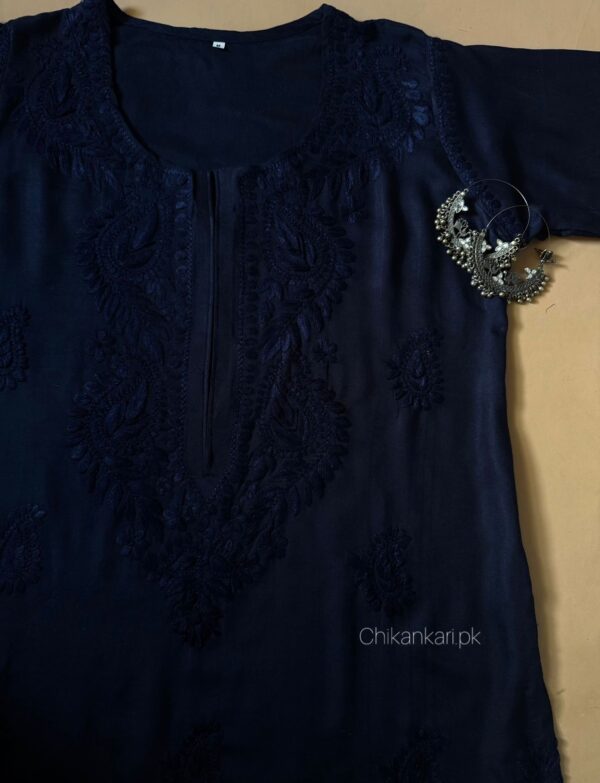 Navy Blue Hand Embroidered Chikankari Kurta