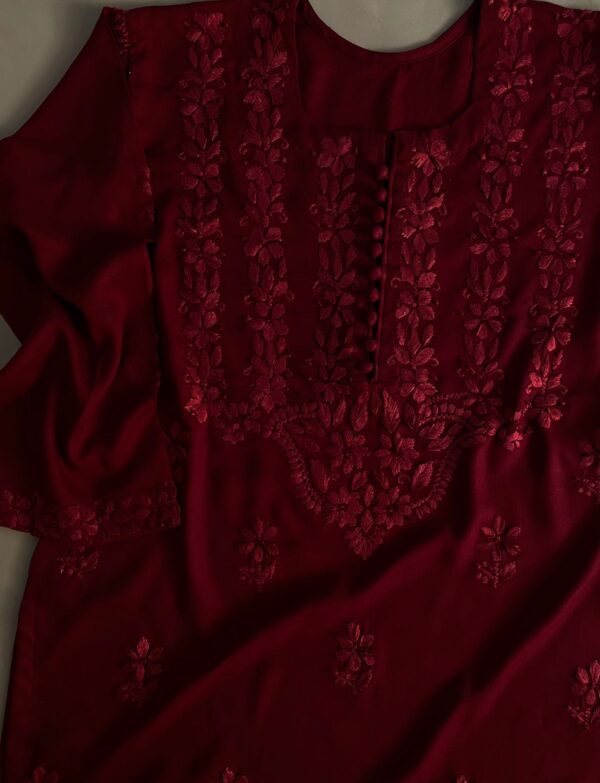 Gul-e-Maroon Hand Embroidered Chikankari Set