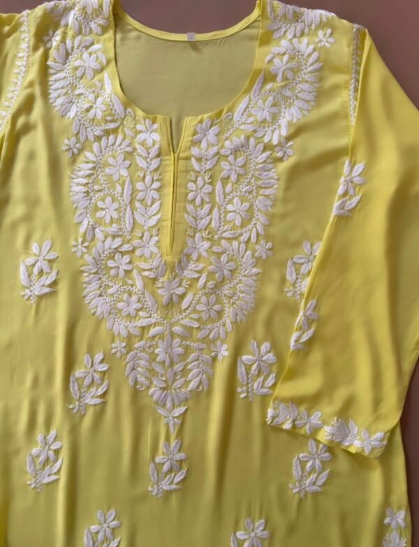 Butteryellow Hand Embroidered Chikankari Kurta