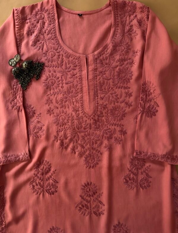 Teapink Hand Embroidered Chikankari Kurta