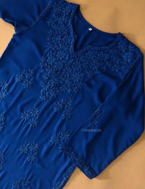 Blue Hand Embroidered Chikankari Kurta And Trouser